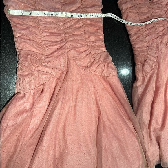 Love Tease Strapless Pleated Corset Gowns Metallic Blush Pink NWT (7) - Picture 9 of 14
